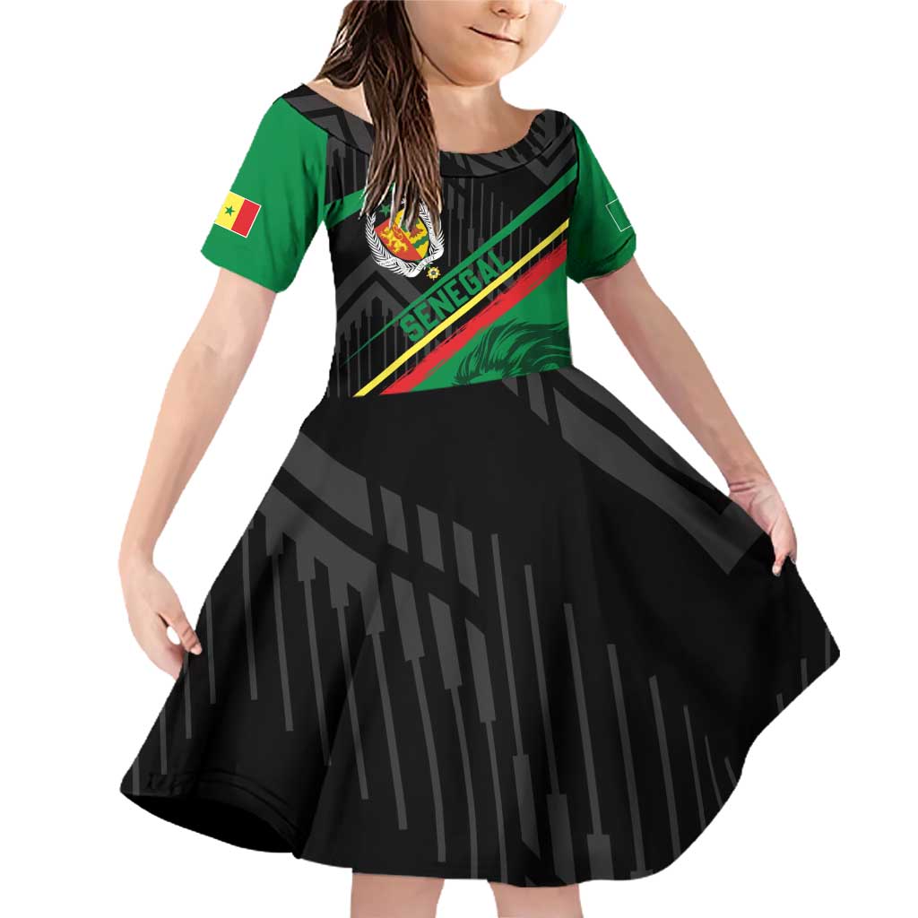 Custom Senegal Family Matching Off Shoulder Short Dress and Hawaiian Shirt Lion Graphic, National Flag, Fiery Soccer Ball - Bold African Pride Design - Wonder Print Shop