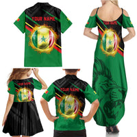 Custom Senegal Family Matching Summer Maxi Dress and Hawaiian Shirt Lion Graphic, National Flag, Fiery Soccer Ball - Bold African Pride Design - Wonder Print Shop