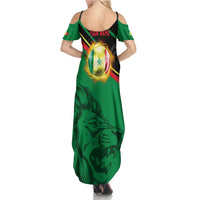 Custom Senegal Family Matching Summer Maxi Dress and Hawaiian Shirt Lion Graphic, National Flag, Fiery Soccer Ball - Bold African Pride Design - Wonder Print Shop