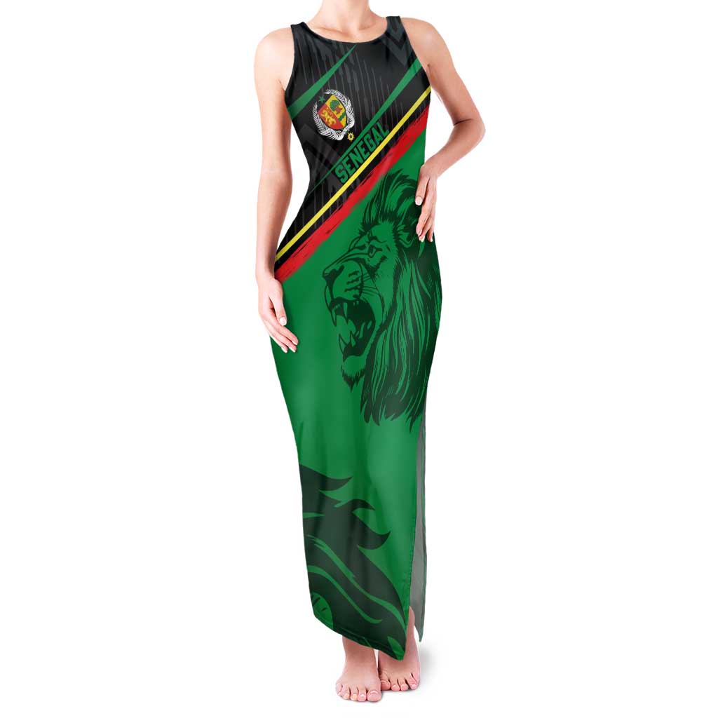 Custom Senegal Family Matching Tank Maxi Dress and Hawaiian Shirt Lion Graphic, National Flag, Fiery Soccer Ball - Bold African Pride Design - Wonder Print Shop