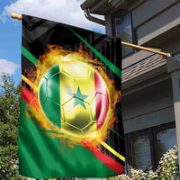Custom Senegal Garden Flag Lion Graphic, National Flag, Fiery Soccer Ball - Bold African Pride Design - Wonder Print Shop