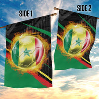 Custom Senegal Garden Flag Lion Graphic, National Flag, Fiery Soccer Ball - Bold African Pride Design - Wonder Print Shop