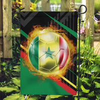 Custom Senegal Garden Flag Lion Graphic, National Flag, Fiery Soccer Ball - Bold African Pride Design - Wonder Print Shop