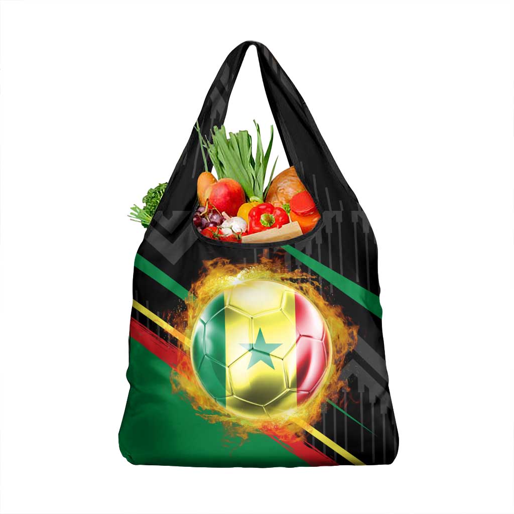 Custom Senegal Grocery Bag Lion Graphic, National Flag, Fiery Soccer Ball - Bold African Pride Design - Wonder Print Shop