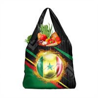 Custom Senegal Grocery Bag Lion Graphic, National Flag, Fiery Soccer Ball - Bold African Pride Design - Wonder Print Shop