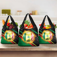 Custom Senegal Grocery Bag Lion Graphic, National Flag, Fiery Soccer Ball - Bold African Pride Design - Wonder Print Shop