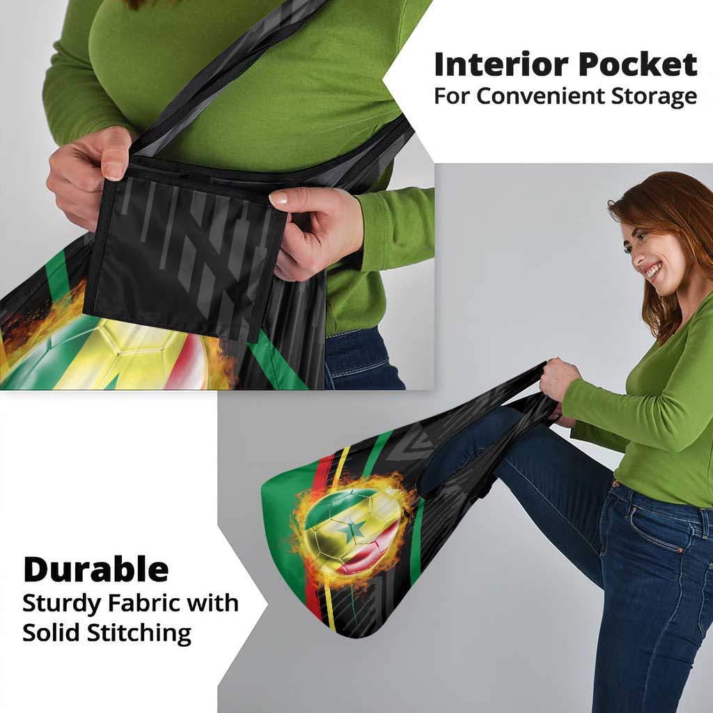 Custom Senegal Grocery Bag Lion Graphic, National Flag, Fiery Soccer Ball - Bold African Pride Design - Wonder Print Shop