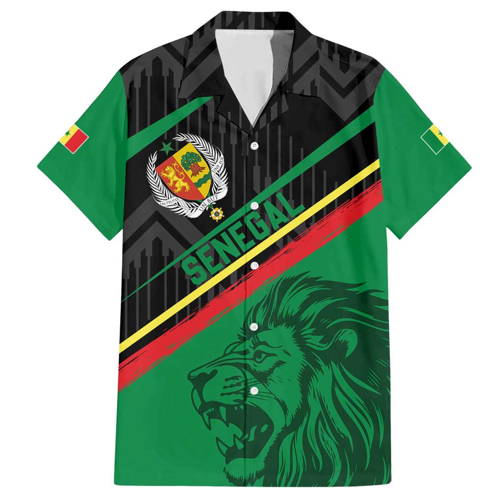 Custom Senegal Hawaiian Shirt Lion Graphic, National Flag, Fiery Soccer Ball - Bold African Pride Design - Wonder Print Shop