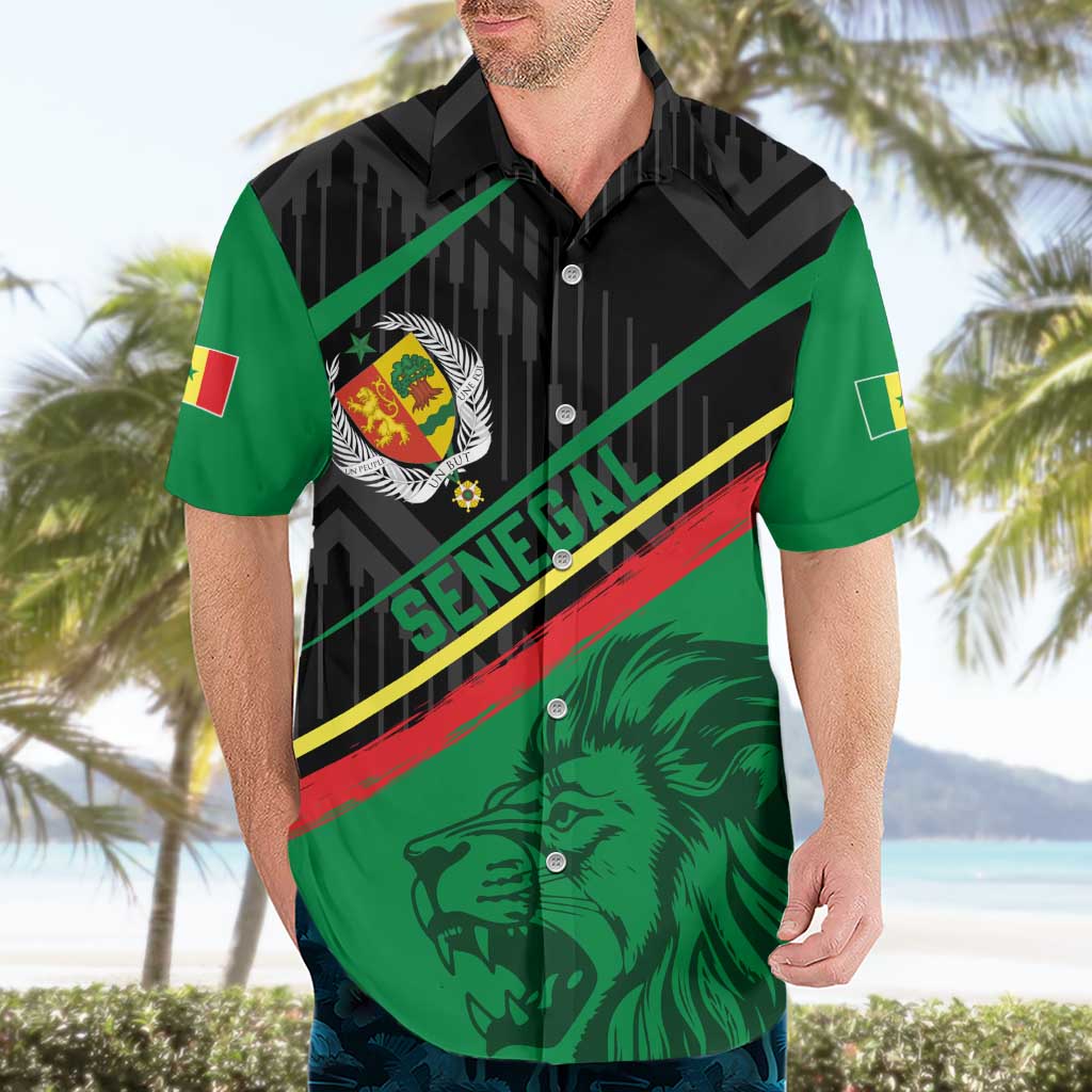 Custom Senegal Hawaiian Shirt Lion Graphic, National Flag, Fiery Soccer Ball - Bold African Pride Design - Wonder Print Shop