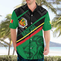 Custom Senegal Hawaiian Shirt Lion Graphic, National Flag, Fiery Soccer Ball - Bold African Pride Design - Wonder Print Shop