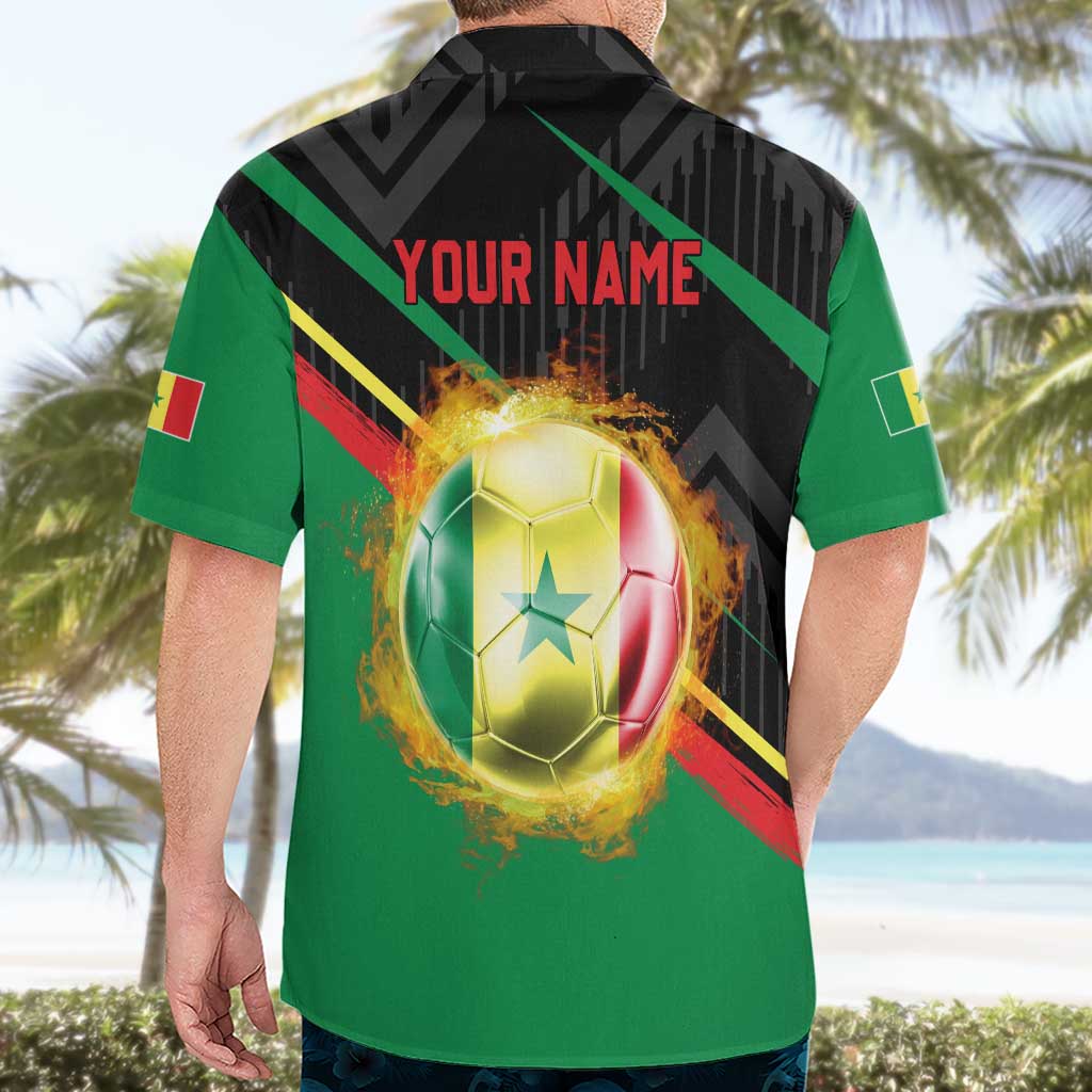 Custom Senegal Hawaiian Shirt Lion Graphic, National Flag, Fiery Soccer Ball - Bold African Pride Design - Wonder Print Shop