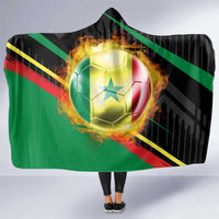 Custom Senegal Hooded Blanket Lion Graphic, National Flag, Fiery Soccer Ball - Bold African Pride Design - Wonder Print Shop