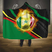 Custom Senegal Hooded Blanket Lion Graphic, National Flag, Fiery Soccer Ball - Bold African Pride Design - Wonder Print Shop