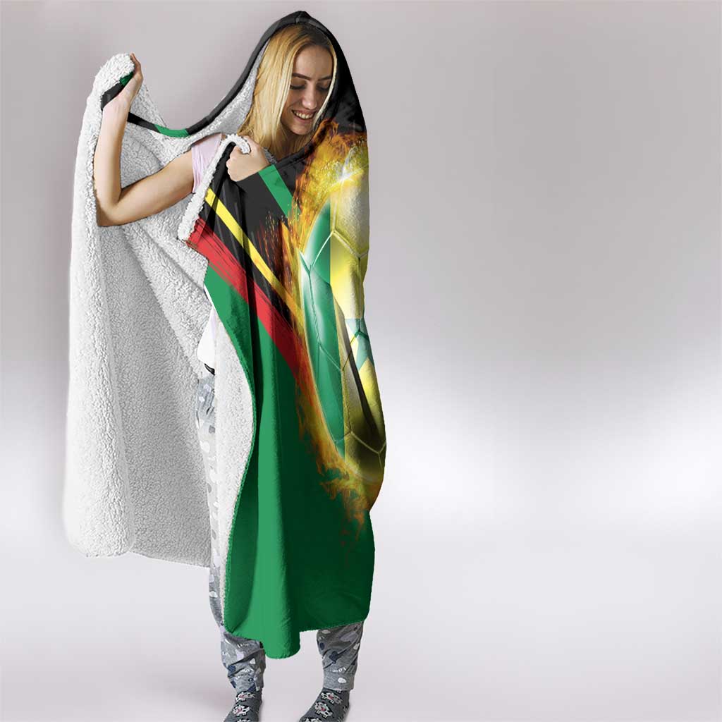 Custom Senegal Hooded Blanket Lion Graphic, National Flag, Fiery Soccer Ball - Bold African Pride Design - Wonder Print Shop