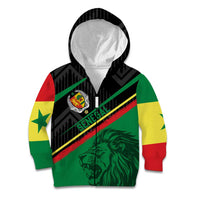 Custom Senegal Kid Hoodie Lion Graphic, National Flag, Fiery Soccer Ball - Bold African Pride Design - Wonder Print Shop