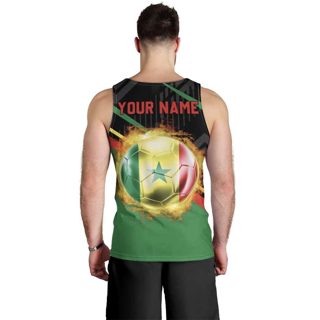 Custom Senegal Men Tank Top Lion Graphic, National Flag, Fiery Soccer Ball - Bold African Pride Design - Wonder Print Shop