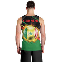 Custom Senegal Men Tank Top Lion Graphic, National Flag, Fiery Soccer Ball - Bold African Pride Design - Wonder Print Shop