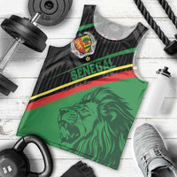 Custom Senegal Men Tank Top Lion Graphic, National Flag, Fiery Soccer Ball - Bold African Pride Design - Wonder Print Shop