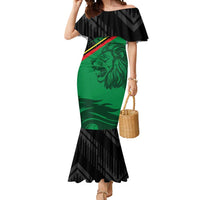 Custom Senegal Mermaid Dress Lion Graphic, National Flag, Fiery Soccer Ball - Bold African Pride Design - Wonder Print Shop