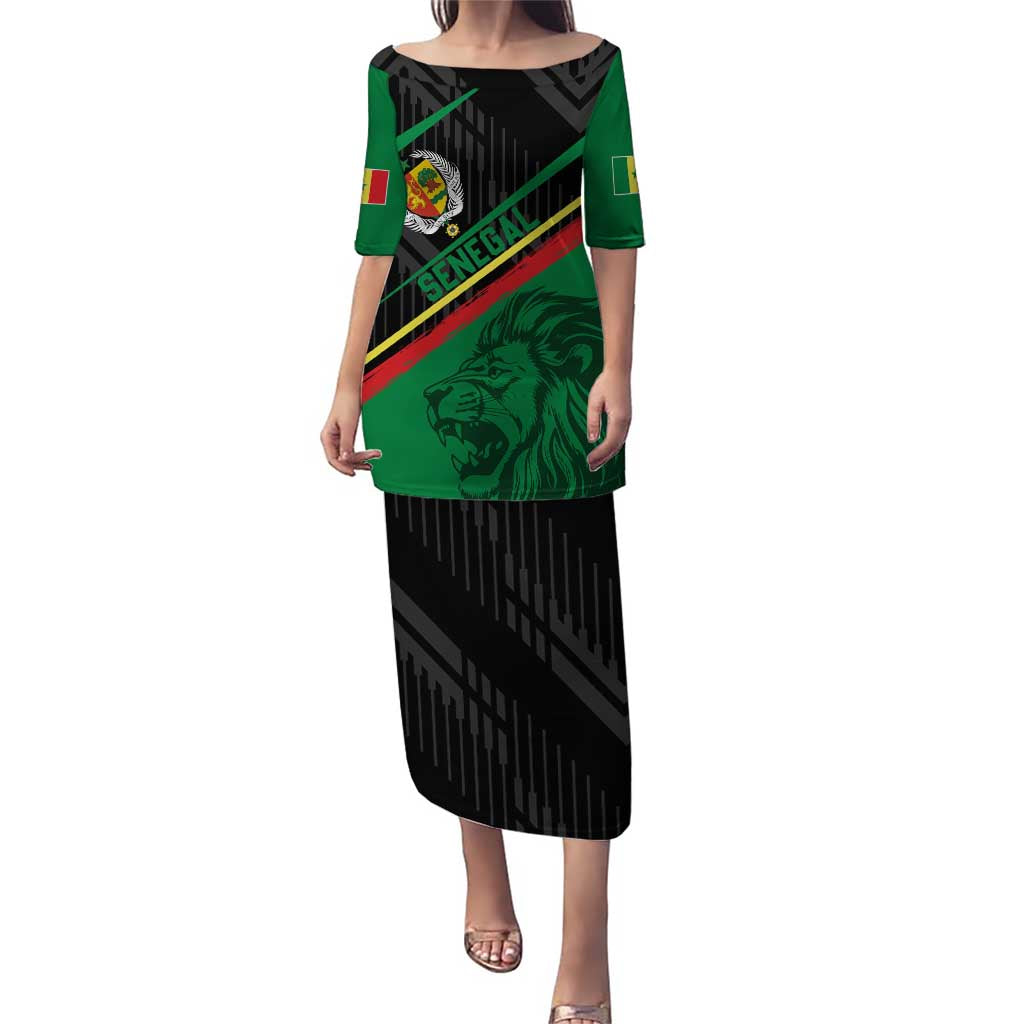 Custom Senegal Puletasi Lion Graphic, National Flag, Fiery Soccer Ball - Bold African Pride Design - Wonder Print Shop