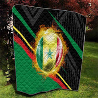 Custom Senegal Quilt Lion Graphic, National Flag, Fiery Soccer Ball - Bold African Pride Design - Wonder Print Shop