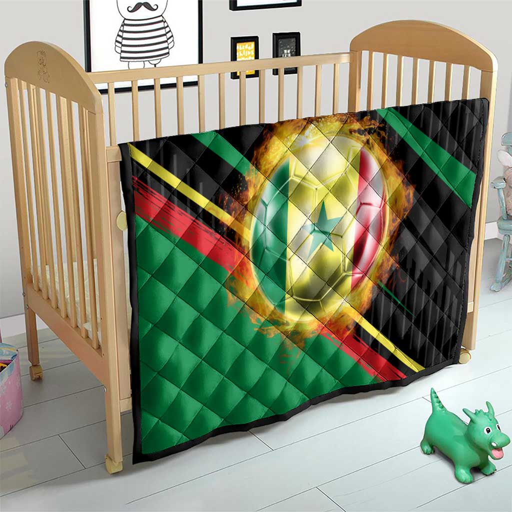 Custom Senegal Quilt Lion Graphic, National Flag, Fiery Soccer Ball - Bold African Pride Design - Wonder Print Shop