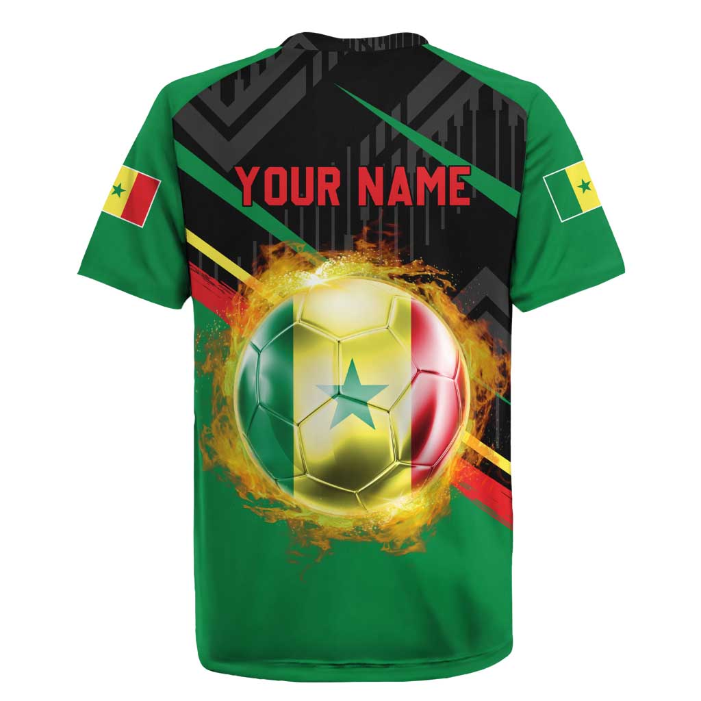 Custom Senegal Rugby Jersey Lion Graphic, National Flag, Fiery Soccer Ball - Bold African Pride Design - Wonder Print Shop