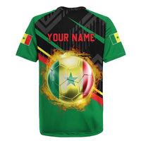 Custom Senegal Rugby Jersey Lion Graphic, National Flag, Fiery Soccer Ball - Bold African Pride Design - Wonder Print Shop