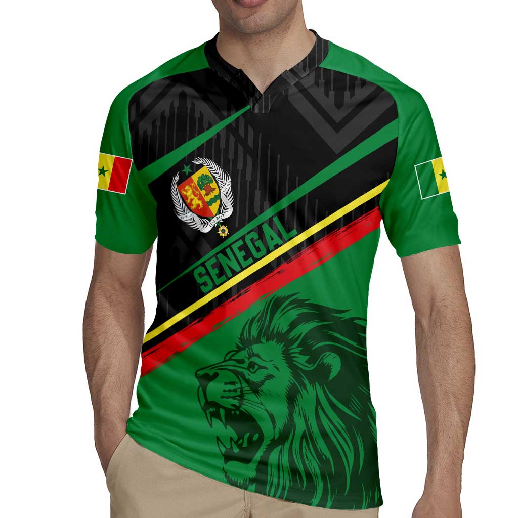 Custom Senegal Rugby Jersey Lion Graphic, National Flag, Fiery Soccer Ball - Bold African Pride Design - Wonder Print Shop