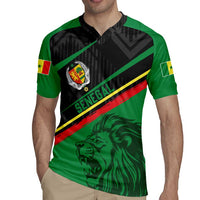 Custom Senegal Rugby Jersey Lion Graphic, National Flag, Fiery Soccer Ball - Bold African Pride Design - Wonder Print Shop