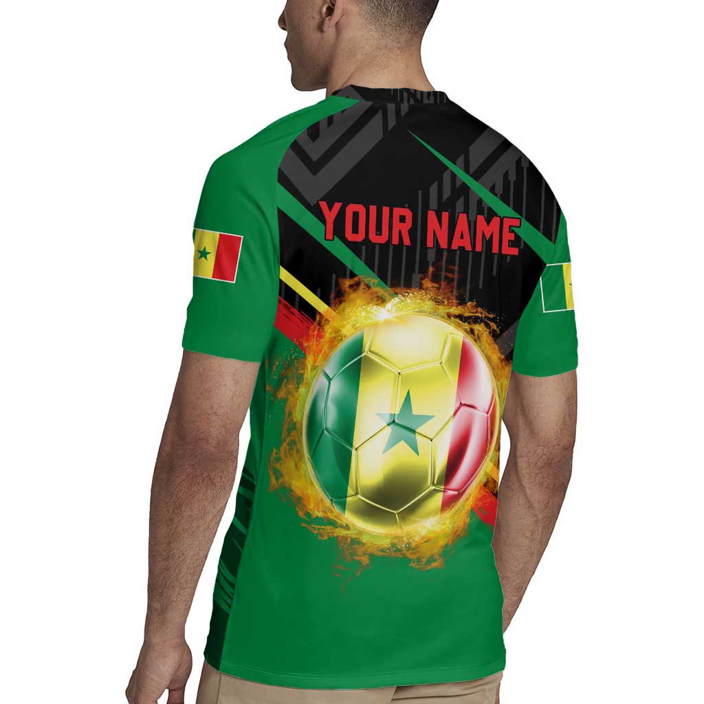 Custom Senegal Rugby Jersey Lion Graphic, National Flag, Fiery Soccer Ball - Bold African Pride Design - Wonder Print Shop