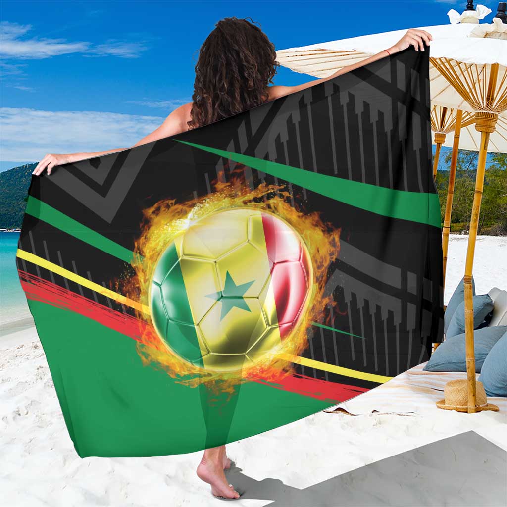 Custom Senegal Sarong Lion Graphic, National Flag, Fiery Soccer Ball - Bold African Pride Design - Wonder Print Shop
