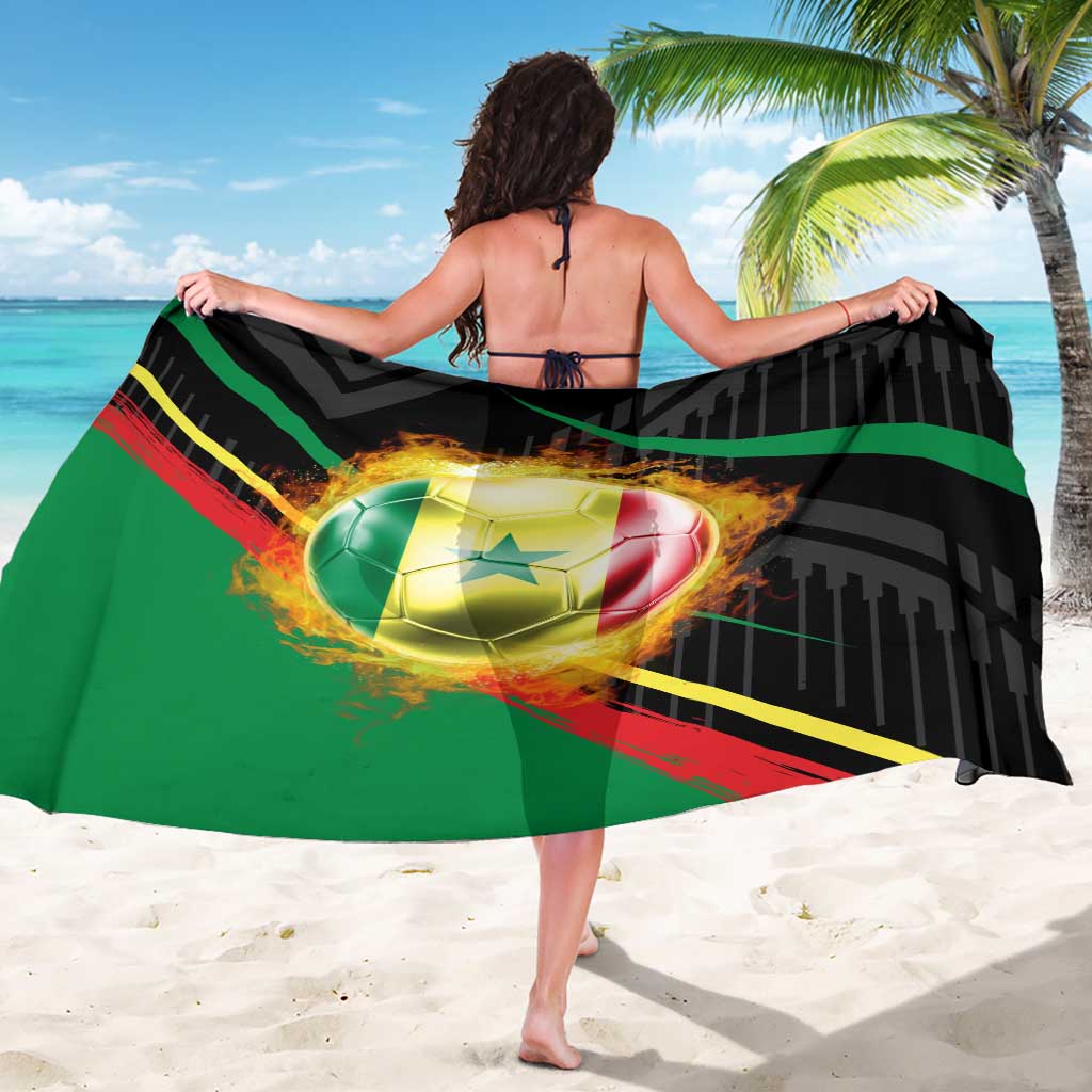 Custom Senegal Sarong Lion Graphic, National Flag, Fiery Soccer Ball - Bold African Pride Design - Wonder Print Shop