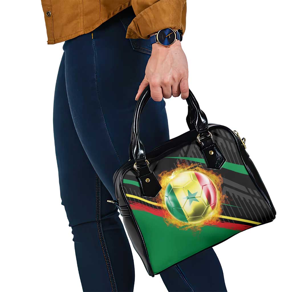 Custom Senegal Shoulder Handbag Lion Graphic, National Flag, Fiery Soccer Ball - Bold African Pride Design - Wonder Print Shop