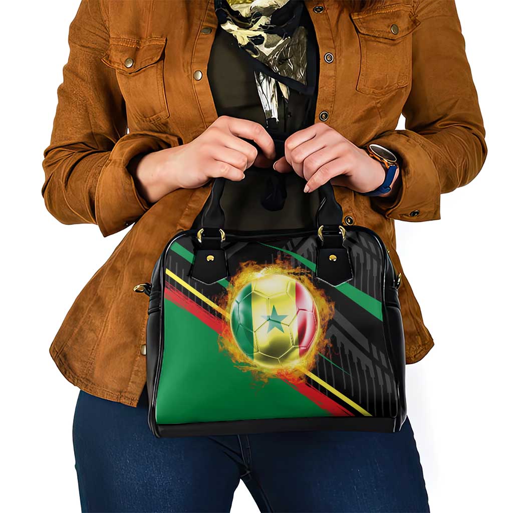 Custom Senegal Shoulder Handbag Lion Graphic, National Flag, Fiery Soccer Ball - Bold African Pride Design - Wonder Print Shop