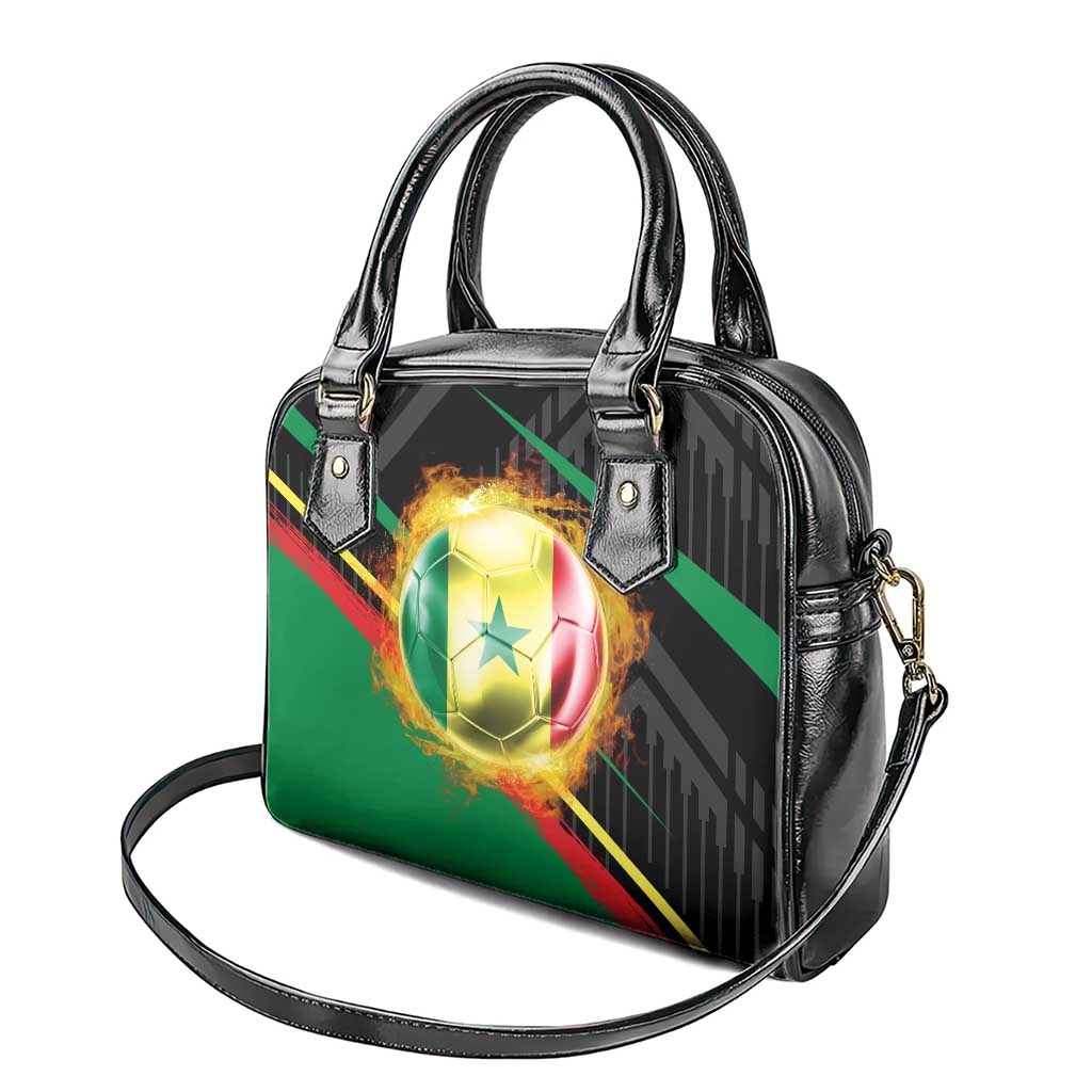 Custom Senegal Shoulder Handbag Lion Graphic, National Flag, Fiery Soccer Ball - Bold African Pride Design - Wonder Print Shop
