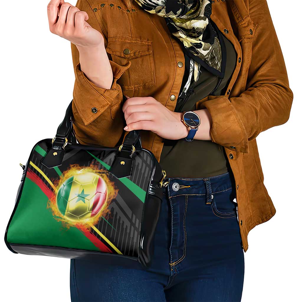 Custom Senegal Shoulder Handbag Lion Graphic, National Flag, Fiery Soccer Ball - Bold African Pride Design - Wonder Print Shop