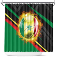 Custom Senegal Shower Curtain Lion Graphic, National Flag, Fiery Soccer Ball - Bold African Pride Design - Wonder Print Shop