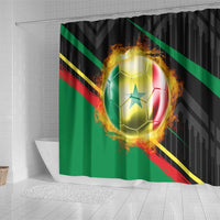 Custom Senegal Shower Curtain Lion Graphic, National Flag, Fiery Soccer Ball - Bold African Pride Design - Wonder Print Shop