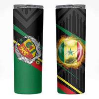 Custom Senegal Skinny Tumbler Lion Graphic, National Flag, Fiery Soccer Ball - Bold African Pride Design - Wonder Print Shop