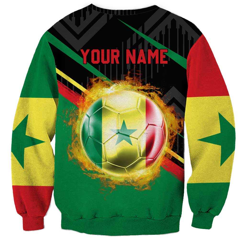 Custom Senegal Sweatshirt Lion Graphic, National Flag, Fiery Soccer Ball - Bold African Pride Design - Wonder Print Shop