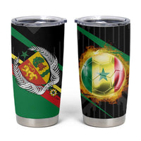 Custom Senegal Tumbler Cup Lion Graphic, National Flag, Fiery Soccer Ball - Bold African Pride Design - Wonder Print Shop