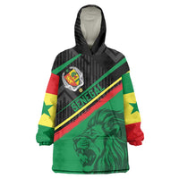 Custom Senegal Wearable Blanket Hoodie Lion Graphic, National Flag, Fiery Soccer Ball - Bold African Pride Design - Wonder Print Shop