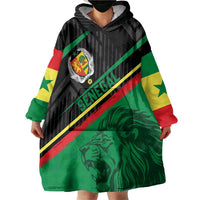 Custom Senegal Wearable Blanket Hoodie Lion Graphic, National Flag, Fiery Soccer Ball - Bold African Pride Design - Wonder Print Shop