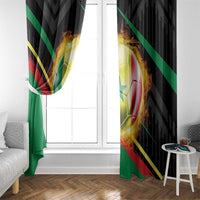 Custom Senegal Window Curtain Lion Graphic, National Flag, Fiery Soccer Ball - Bold African Pride Design - Wonder Print Shop