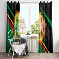 Custom Senegal Window Curtain Lion Graphic, National Flag, Fiery Soccer Ball - Bold African Pride Design - Wonder Print Shop