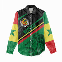 Custom Senegal Women Casual Shirt Lion Graphic, National Flag, Fiery Soccer Ball - Bold African Pride Design - Wonder Print Shop