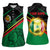 Custom Senegal Women Sleeveless Polo Shirt Lion Graphic, National Flag, Fiery Soccer Ball - Bold African Pride Design - Wonder Print Shop