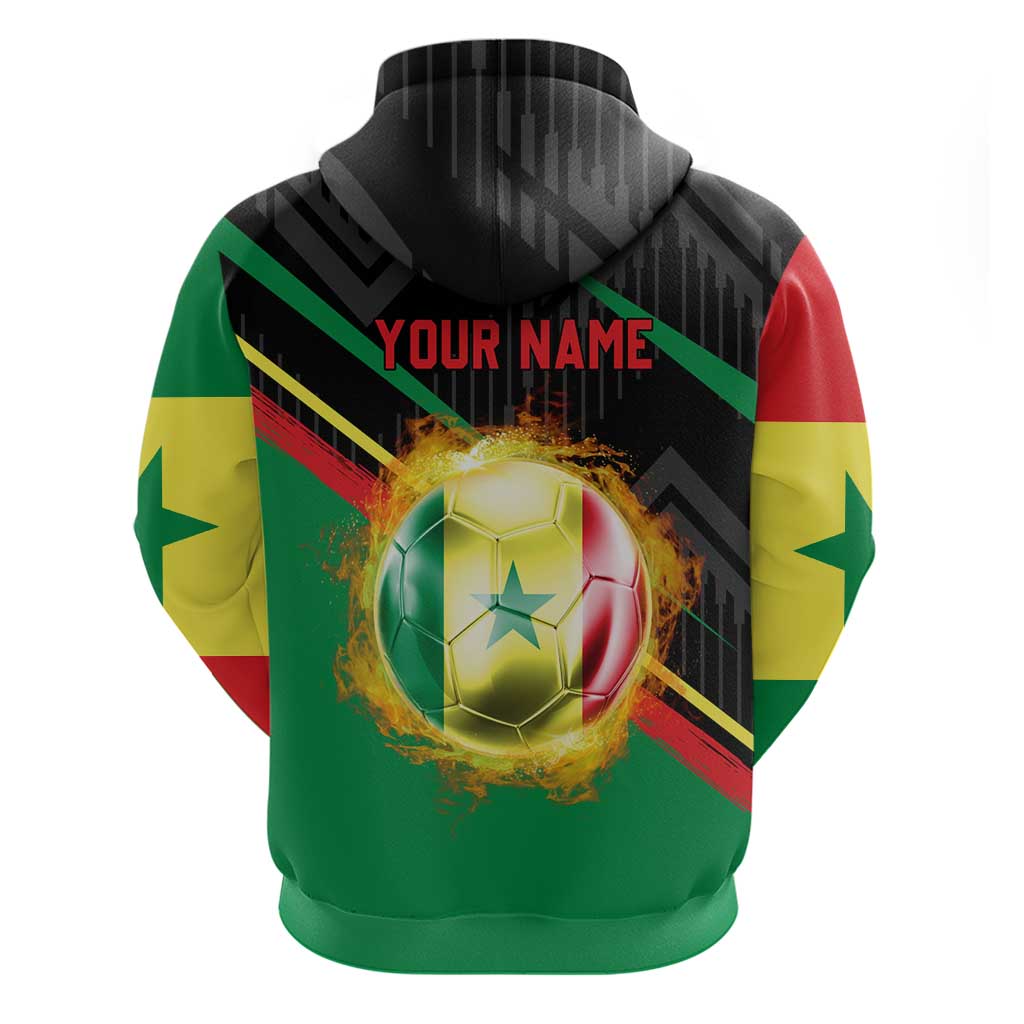 Custom Senegal Zip Hoodie Lion Graphic, National Flag, Fiery Soccer Ball - Bold African Pride Design - Wonder Print Shop