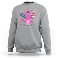 Sport gray breast cancer awareness sweatshirt with 'survivor' graphic and pink ribbon
